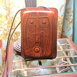 African Mask Leather Vintage Robbiewear artisan bag